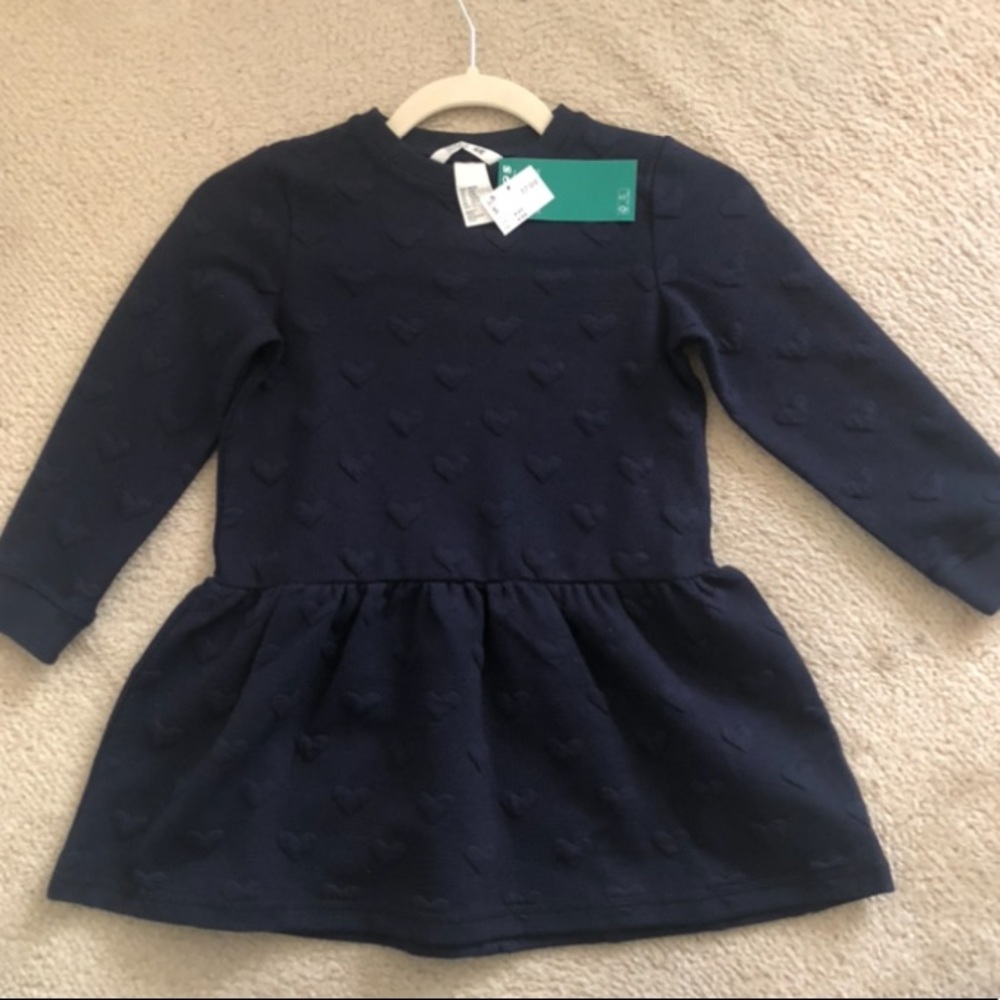 NWT H&M Heart Dot Sweatshirt Dress - Picture 1 of 3